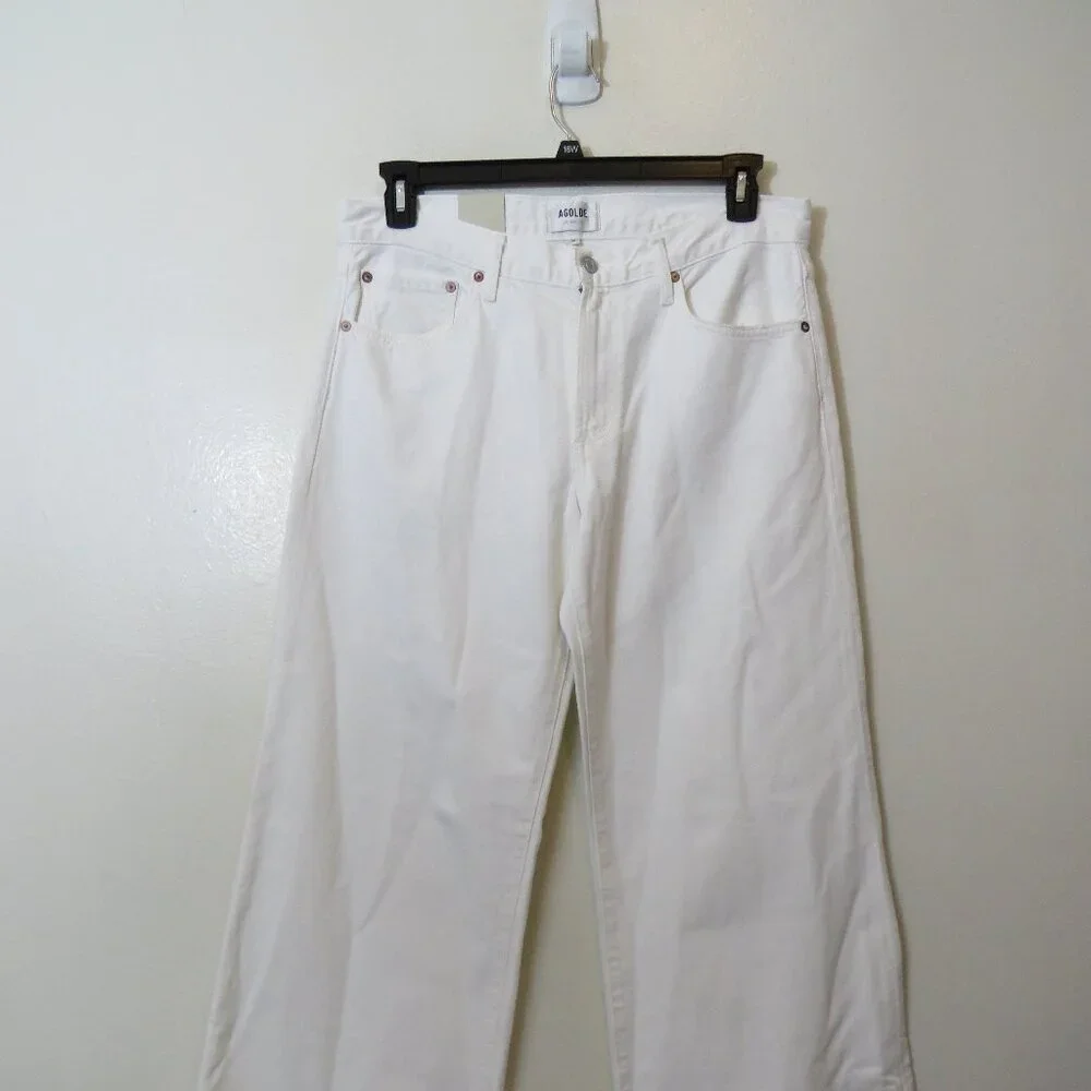 Agolde White Wide-Leg Flare Jeans - Picture 4 of 9